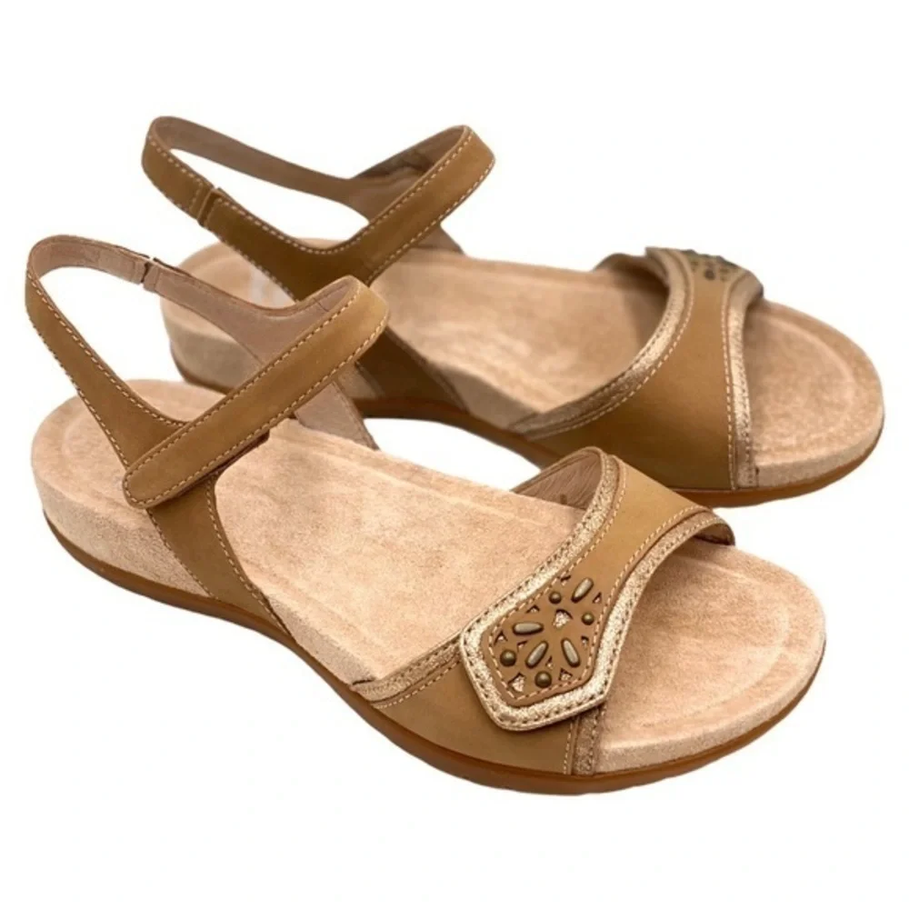Dansko Blythe Sand Milled Nubuck Comfort Sandals Sand NIB